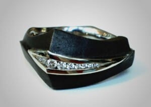 Steel &Amp;Amp; Diamond Square Band 3 Steel Diamond Band