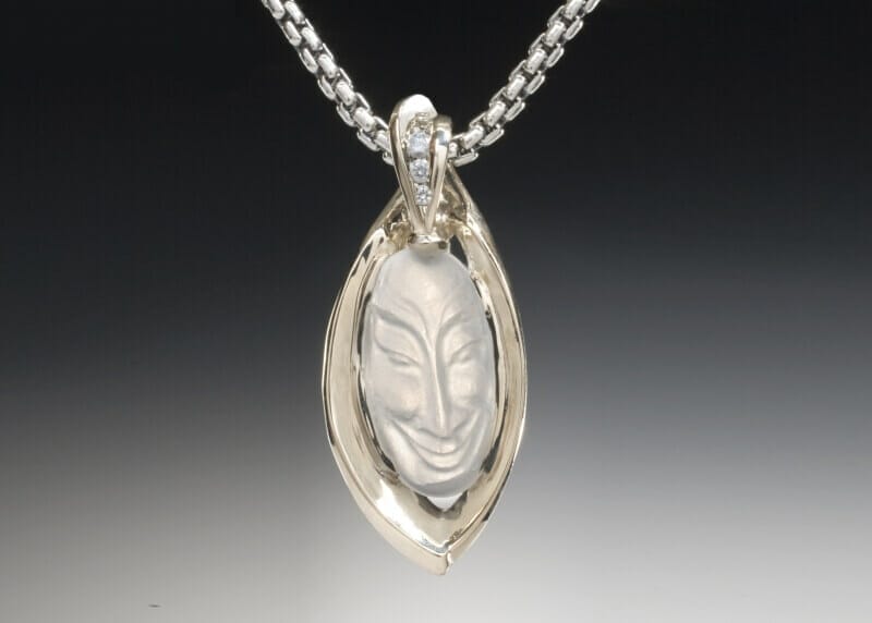 Carved Moonstone Cirque Leaf Pendant 3 Carved Moonstone Cirque Leaf Pendant