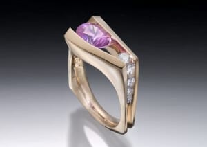 Sapphire 1 Pink Sapphire Floating Ring In Rose Gold With Diamonds