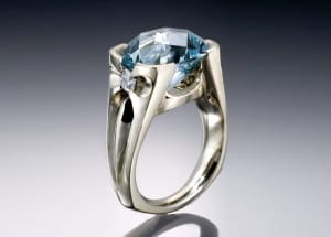 Aquamarine 1 Aquamarine, Diamond &Amp; White Gold Ring