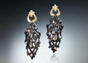 Steel, 18K &Amp;Amp; Diamond Long Earrings 8 Steel 18K Diamond Long Earrings