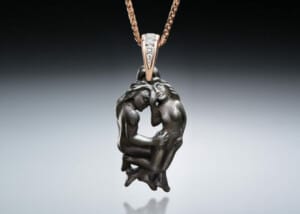 Steel Couple Pendant 9 Blackened Steel &Amp;Amp; Rose Gold Couple Pendant With Diamonds