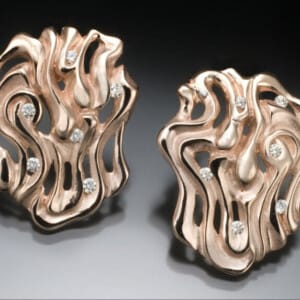 Rose Gold &Amp; Diamond Swirled Earrings 21 Rose Gold &Amp; Diamond Swirled Earrings