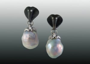 Steel &Amp;Amp; Pearl Elephant Earrings 6 Steel White Pearl Elephant Earrings