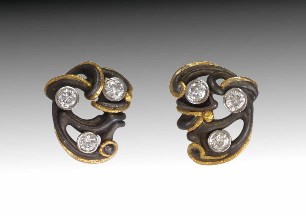 Steel Bean Earrings 1 Steel And 24 Carat Bean Earrings With Diamonds