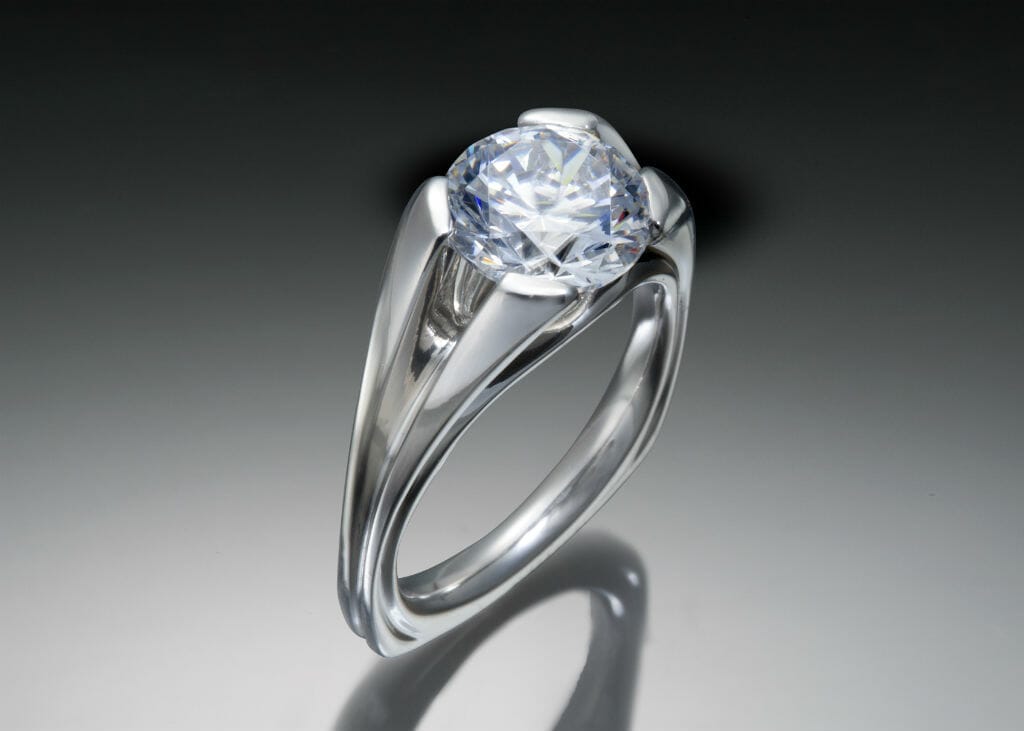 Flared Prong Solitaire Engagement Ring 13 Flared Prong Palladium Diamond Solitaire Engagement Ring