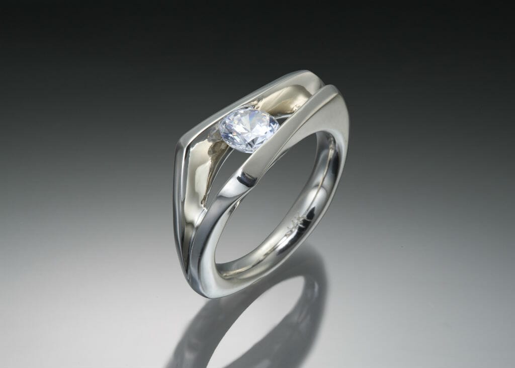 Floating Solitaire Engagement Ring 4 Floating Solitaire White Gold Diamond Engagement Ring
