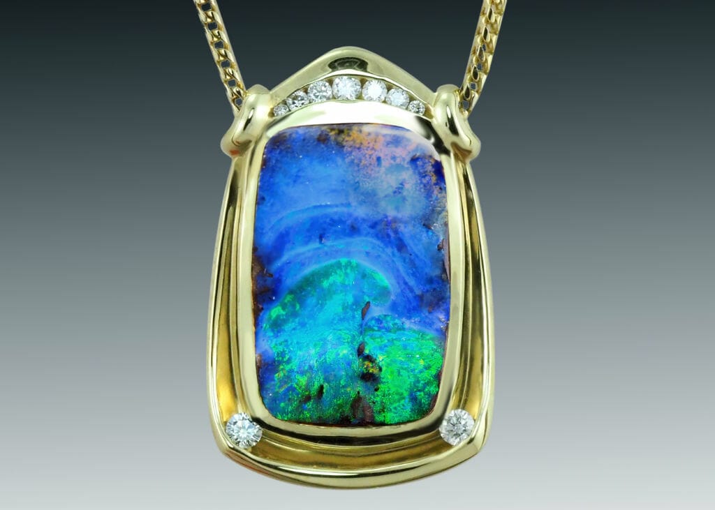 Boulder Opal Rectangular Necklace Crop Boulder Opal Rectangular Necklace Crop
