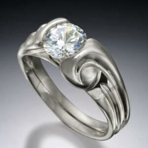 Carved White Gold Solitaire Ring 19 Carved White Gold Solitaire Ring