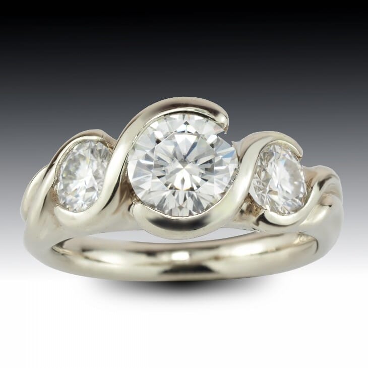 Triple Stone S Bezel Enagement Ring Skylight Jewelers Custom