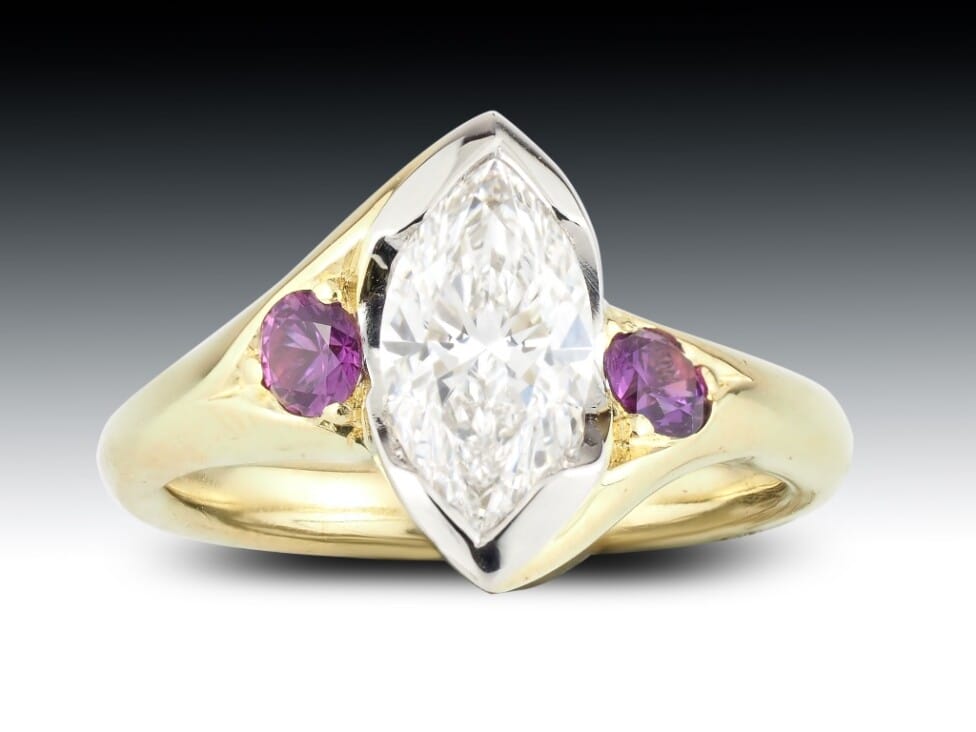 Diamond Marquise Purple Sapphire Engagement Ring 6 Diamond Marquise Purple Sapphire Engagement Ring