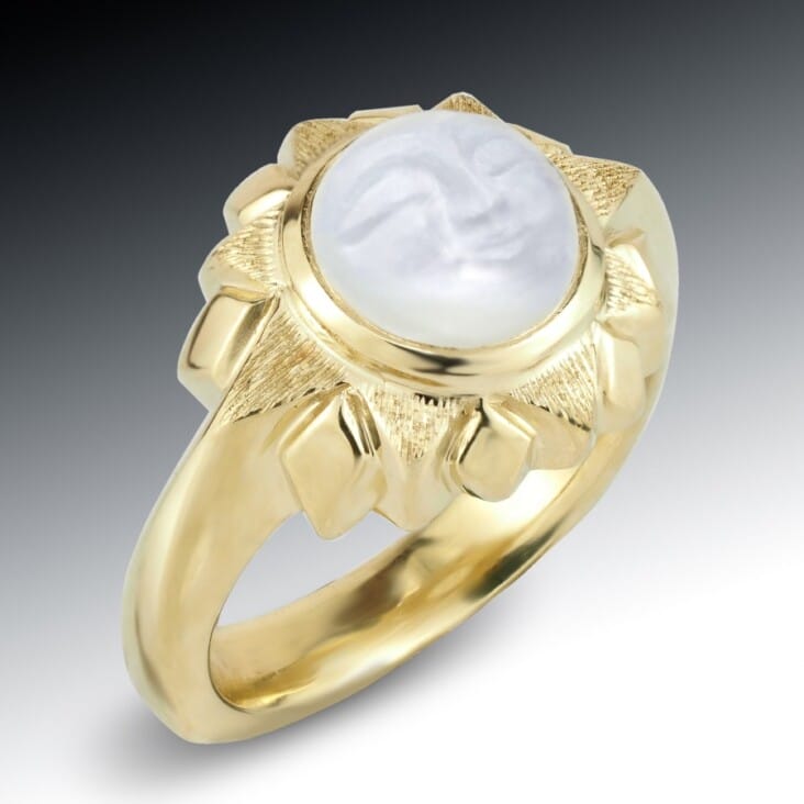 Carved Moonstone Eclipse Ring | Skylight Jewelers | Custom