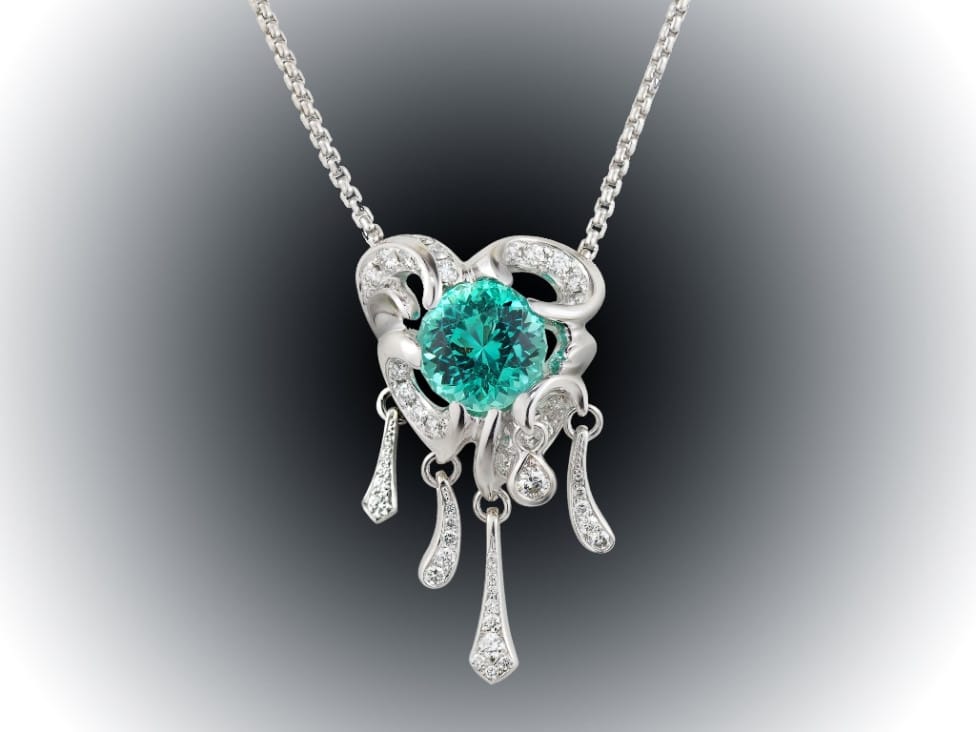 Aquamarine And Diamond Dangle Pendant 2 Aquamarine And Diamond Dangle Pendant