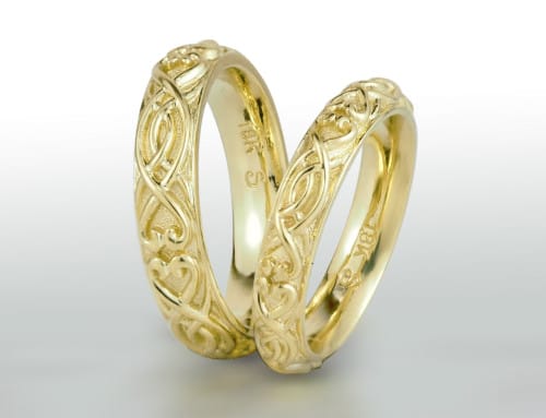 Carved Filigree 18K Bands
