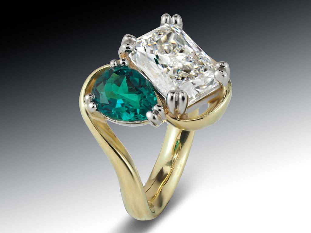 Toi et Moi Diamond and Tourmaline Ring